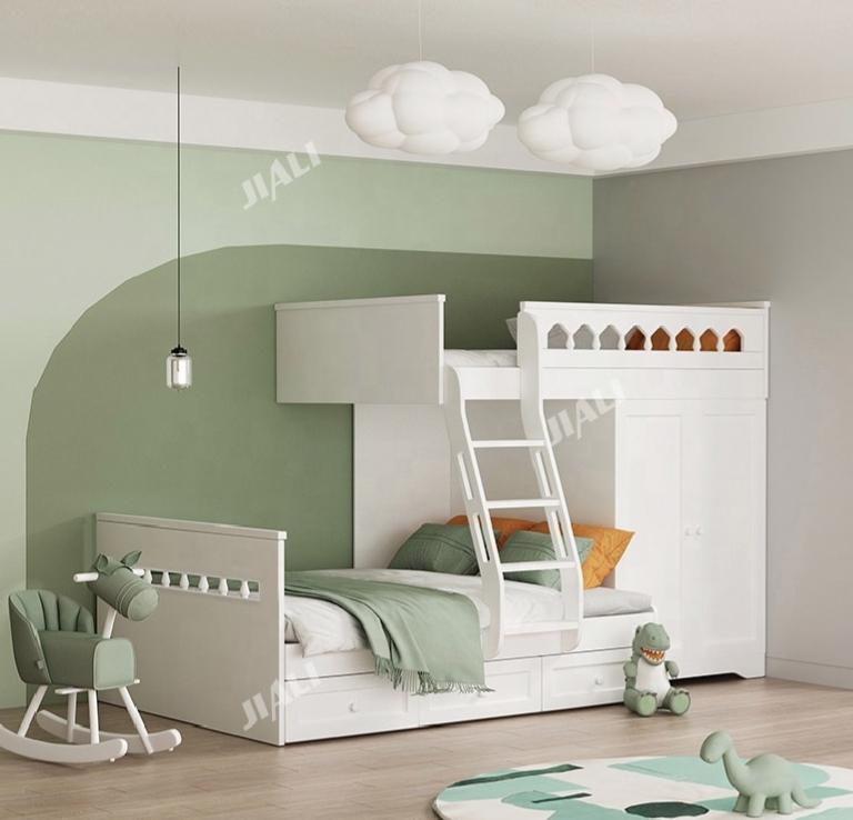 Latest Design Wooden Double Decker Bed with Stairs