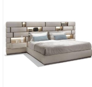 Grey Fabric Memory Foam upholstered Bed Set King size