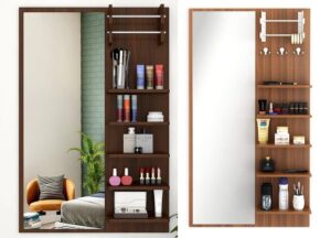 Wooden Full glass Wall mounted dressing mirror