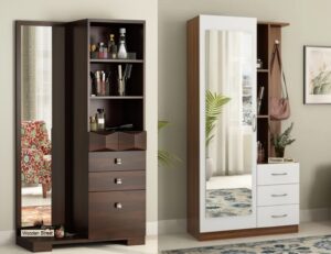 Wooden full glass dressing mirror