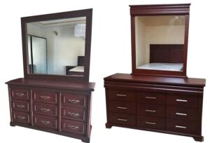 Vintage wooden dressing mirror with drawers