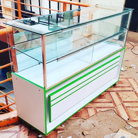 Glass Top Display Table with Lockable Storage