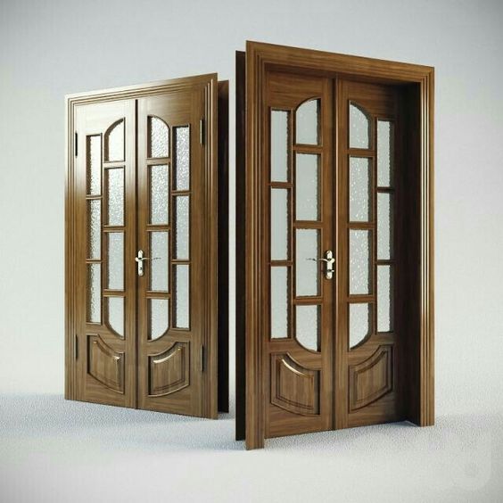 Colonial-Style Wooden Door with Transom Window