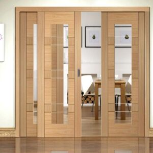 Modern Bi-slide Wooden Door for Indoor/Outdoor Living
