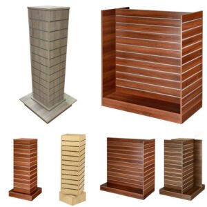 Modern Wooden Slatwall Display Shelves