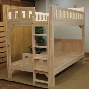 Traditional Wooden Bunk Bed with Built-in Ladder