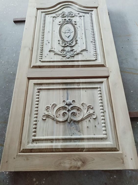 Custom Carved Wooden Door with Personalized Details