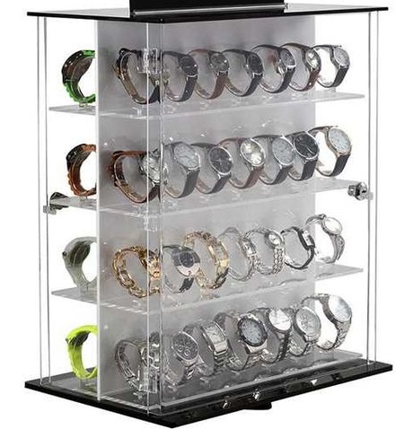 Glass Watch Display Table with Rotating Stand