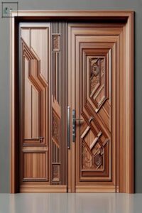 Custom Carved Wooden Door with Personalized Details