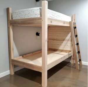 Art Deco-inspired Wooden Bunk Bed with Geometric Patterns