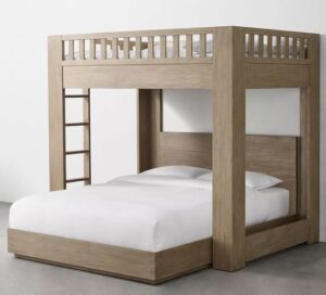 Coastal-inspired Wooden Bunk Bed with Nautical Accents