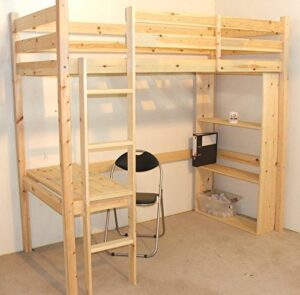 Contemporary Wooden Bunk Bed with Integrated Desk