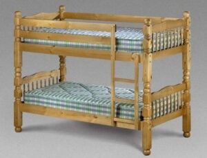 Cottage-style Wooden Bunk Bed with Guardrails