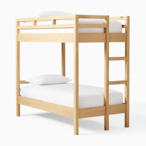 Cottage-style Wooden Bunk Bed with Guardrails