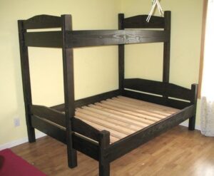 Country-style Wooden Bunk Bed with Slat Footboards: