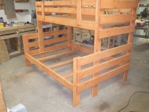 Country-style Wooden Bunk Bed with Slat Footboards: