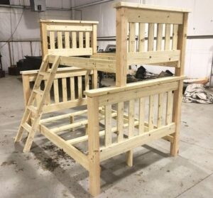 Country-style Wooden Bunk Bed with Slat Footboards: