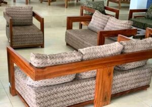 Budget Wooden Frame Sofaset with Patterned Cushions