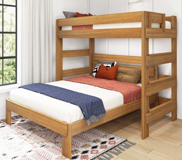 Farmhouse-inspired Wooden Bunk Bed with X-Shaped Details