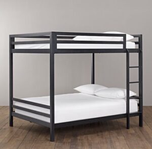 Industrial Wooden Bunk Bed with Metal Accents