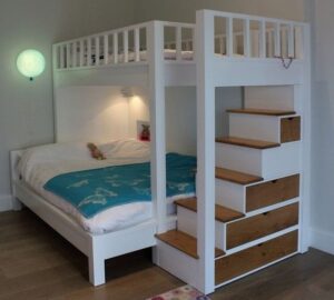 L-Shaped Double Bunk Bed with Storage Drawers