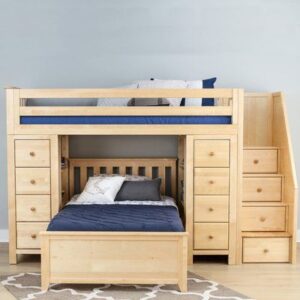 L-Shaped Double Bunk Bed with Storage Drawers