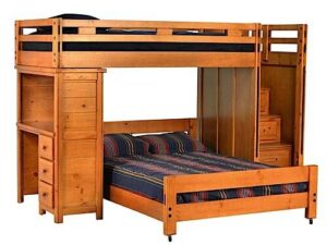 L-Shaped Double Bunk Bed with Storage Drawers