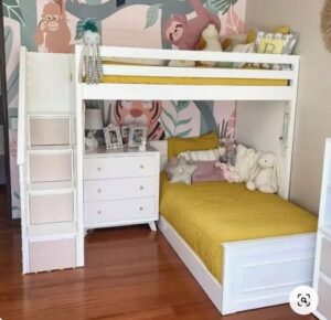 L-Shaped Double Bunk Bed with Storage Drawers