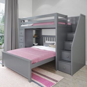 L-Shaped Double Bunk Bed with Storage Drawers