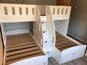 L-Shaped Wooden Triple Bunk Bed
