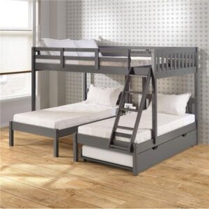 L-Shaped Wooden Triple Bunk Bed