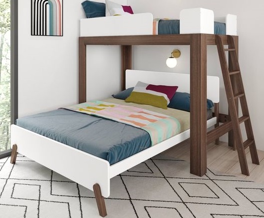 Mid-Century Modern Wooden Bunk Bed with Tapered Legs