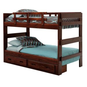 Rustic Wooden Bunk Bed with Underbed Storage Drawers