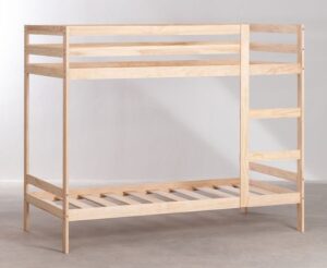 Scandinavian-inspired Wooden Bunk Bed with Pastel Accents