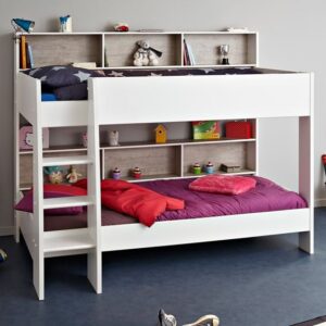 Traditional Wooden Bunk Bed with Bookcase Headboards