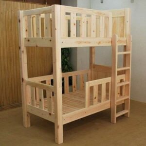 Traditional Wooden Bunk Bed with Built-in Ladder