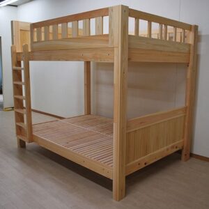 Traditional Wooden Bunk Bed with Built-in Ladder