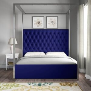 Velvet Upholstered Canopy Bed