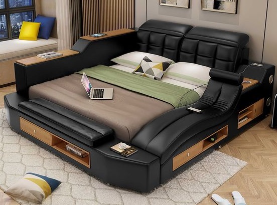 5x6 Feet Velvet Upholstered Platform Bed with Crystal Button Tufting