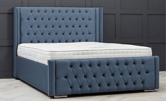 5x6 Feet Upholstered Panel Bed with Nailhead Trim