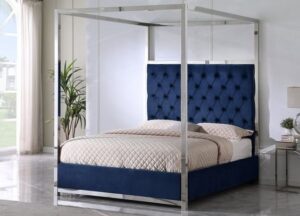 Velvet Upholstered Canopy Bed