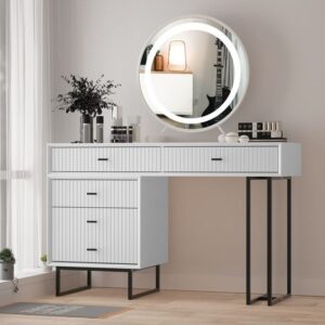 Round Vanity Mirror with Swivel Stand