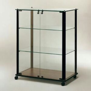 Glass Pedestal Display Table with Metal Base