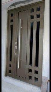 Aluminum Double Entry Doors with Decorative Inserts