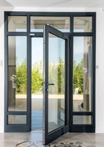 Aluminum Double Entry Doors with Decorative Inserts 6