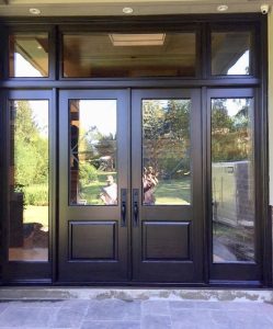 Aluminum Double Entry Doors with Decorative Inserts