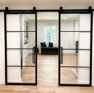 Aluminum Framed Glass Door with Grid Pattern