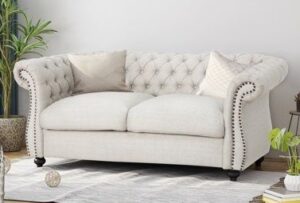Compact Loveseat with Nailhead Trim 2 seater