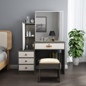 Half Glass Dressing Mirror with Drawers