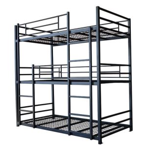 Heavy-Duty Metallic Triple Sleeper Bed with Guardrails